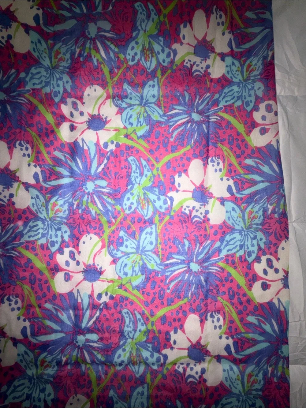 Lilly Pulitzer Murfee large In The Garden Pop Pink scarf wrap 78x27 cat faces